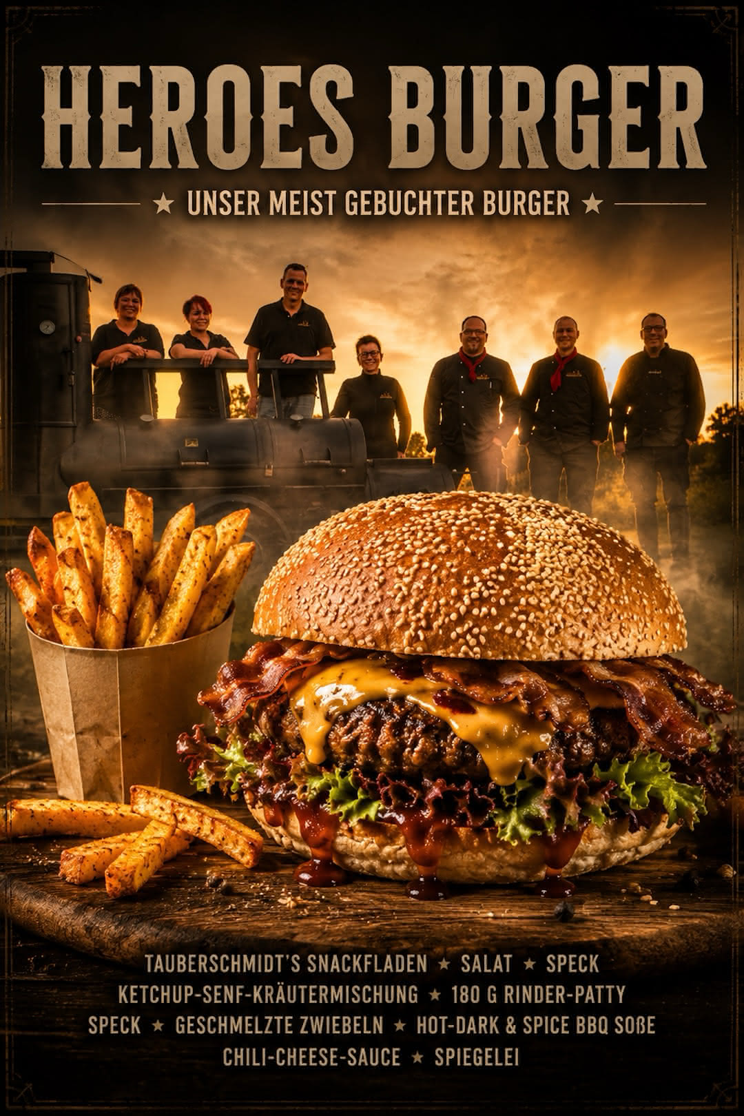 Heroes Burger mit Pommes Heroes Burger mit Pommes