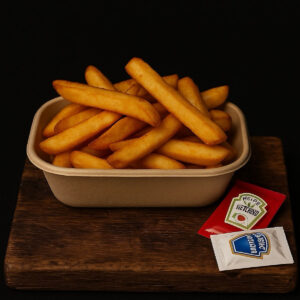 Steakhouse Pommes mit Ketchup und Mayonnaise